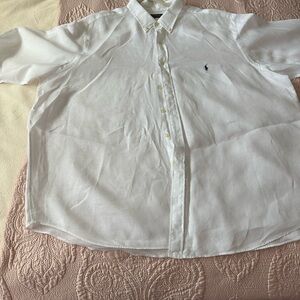 Ralph Lauren Linen White Casual Button Down Shirt
